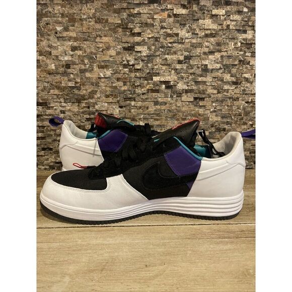 NIKE LUNAR FORCE 1 SP ACRONYM BLCK WHT-GRN-PRPL 698699 002 US MEN SZ 14 - Picture 5 of 10